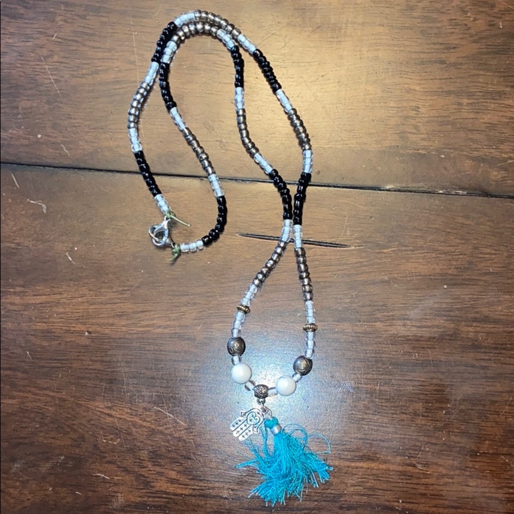 Black, white, and silver necklace